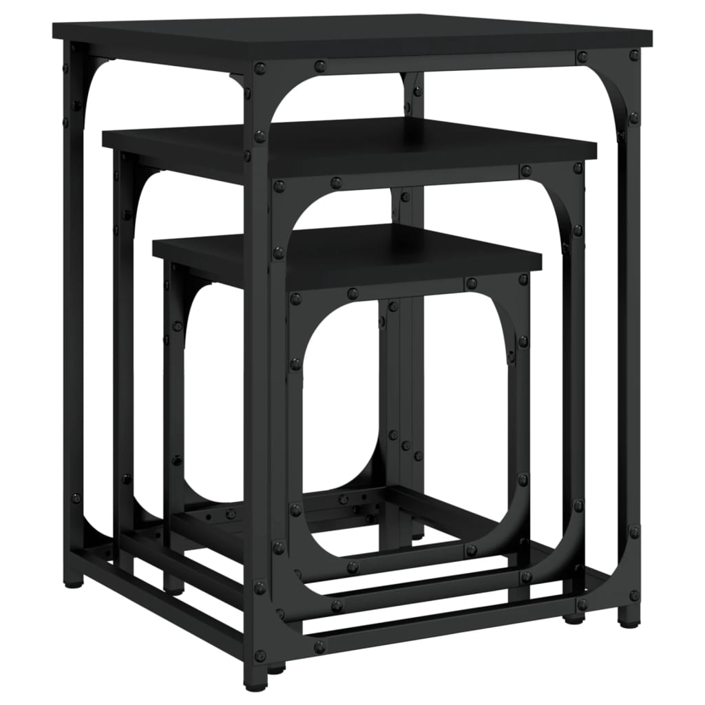Nesting Coffee Tables 3 pcs Black Engineered Wood