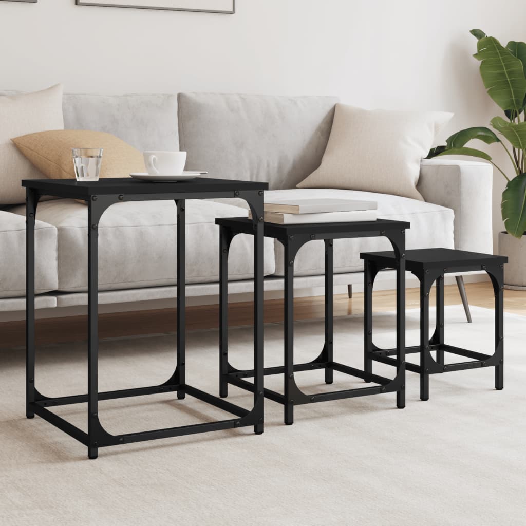 Nesting Coffee Tables 3 pcs Black Engineered Wood