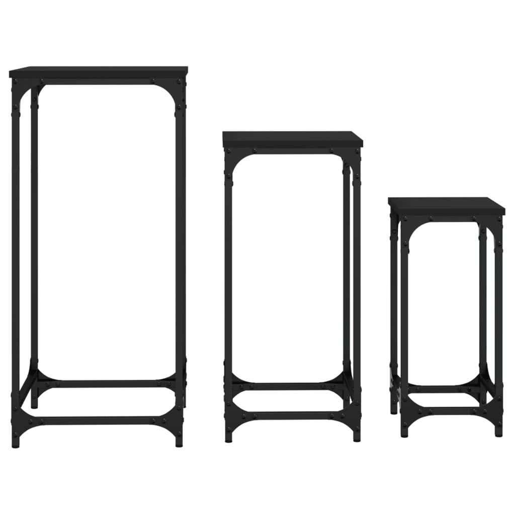Nesting Side Tables 3 pcs Black Engineered Wood