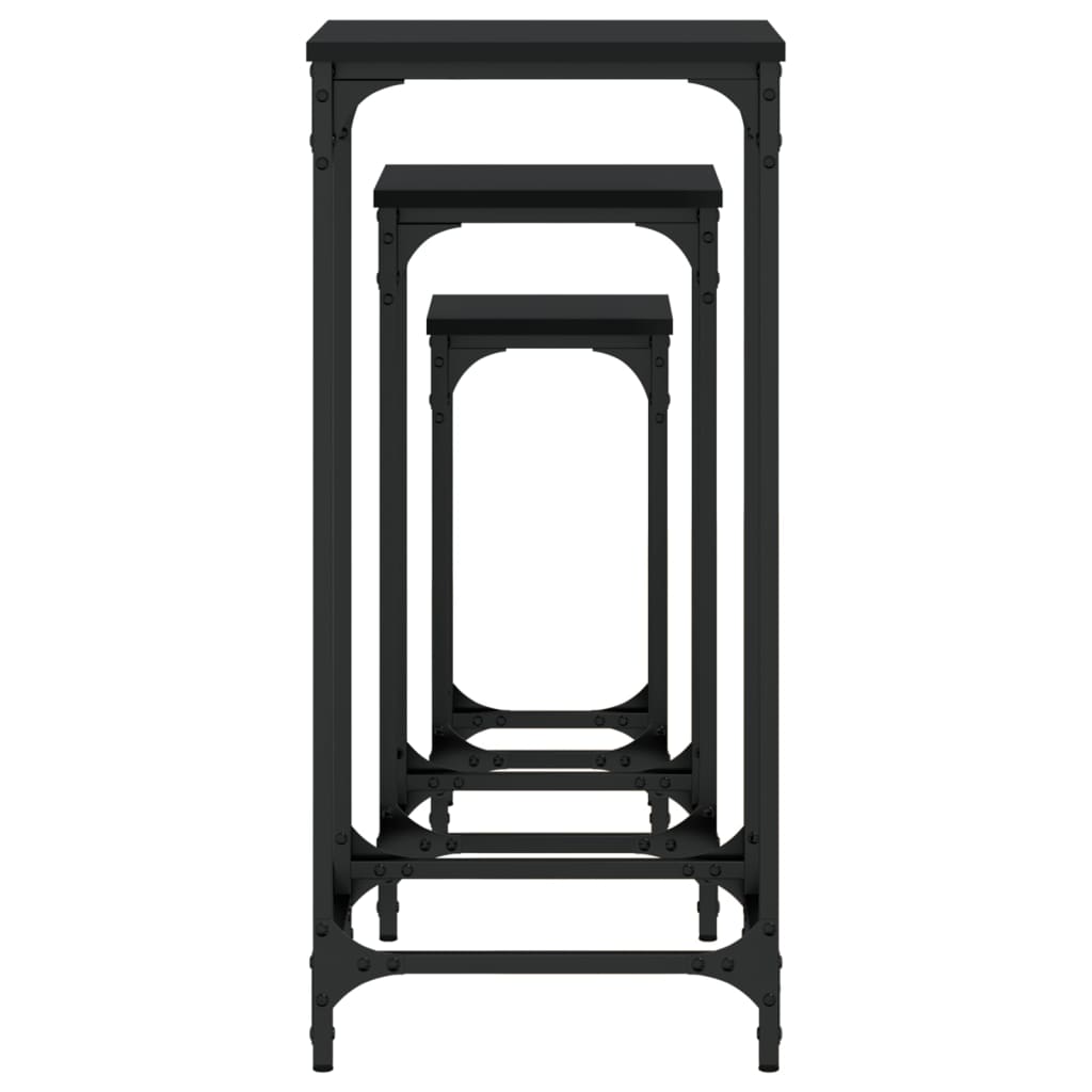 Nesting Side Tables 3 pcs Black Engineered Wood