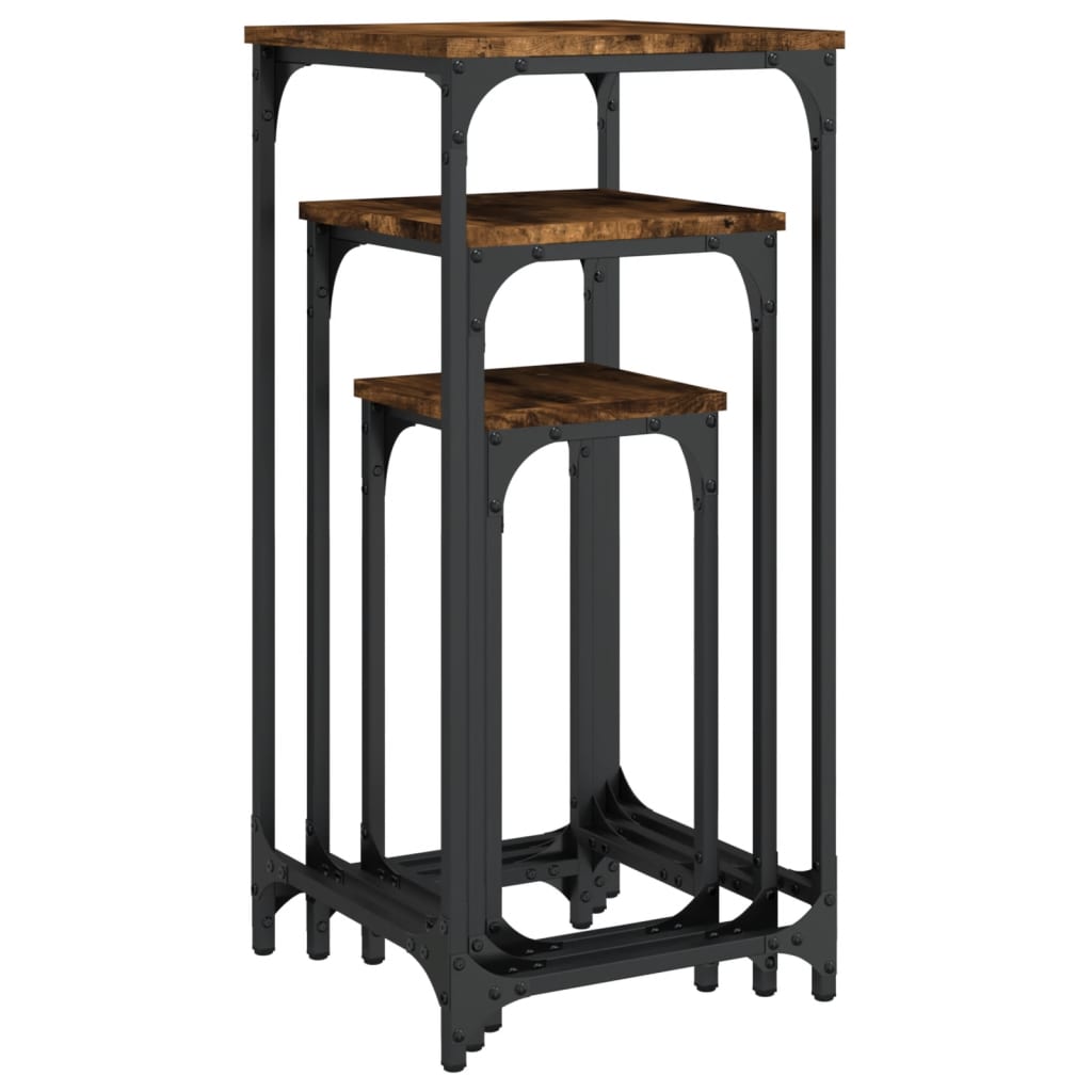 Nesting Side Tables 3 pcs Smoked Oak Engineered Wood