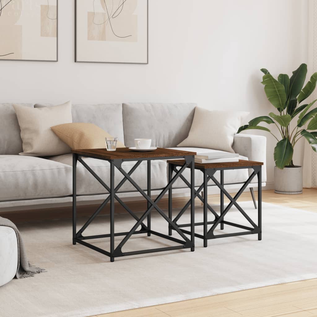 Nesting Coffee Tables 2 pcs Brown Oak Engineered Wood