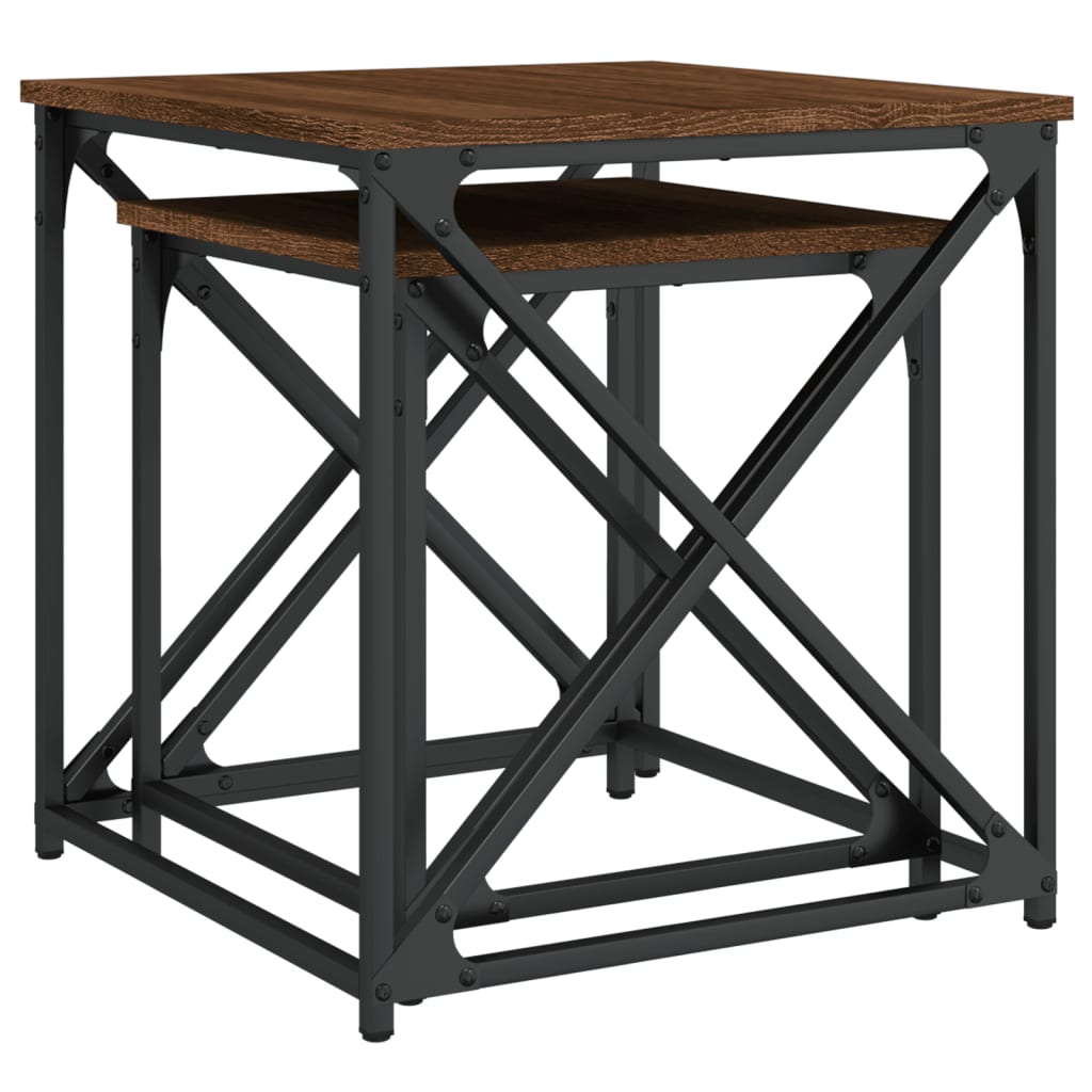 Nesting Coffee Tables 2 pcs Brown Oak Engineered Wood