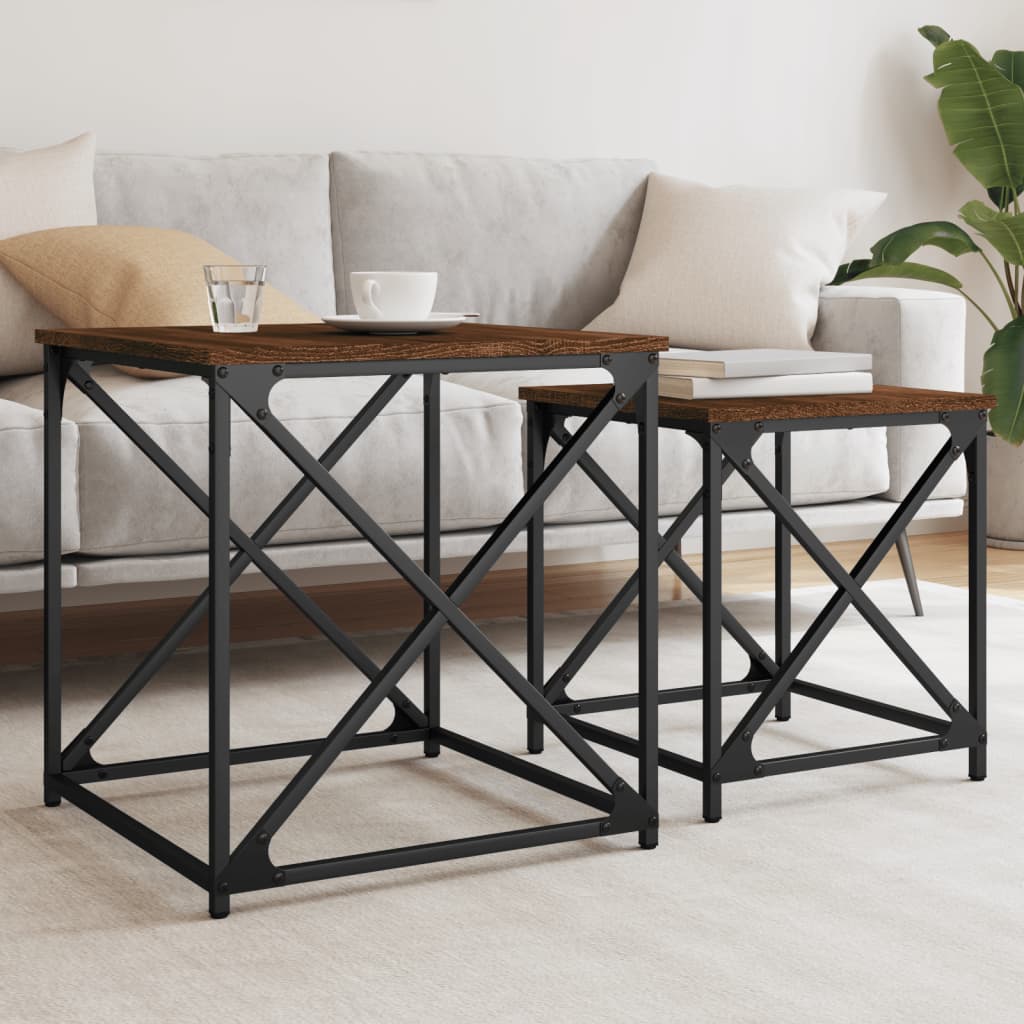 Nesting Coffee Tables 2 pcs Brown Oak Engineered Wood