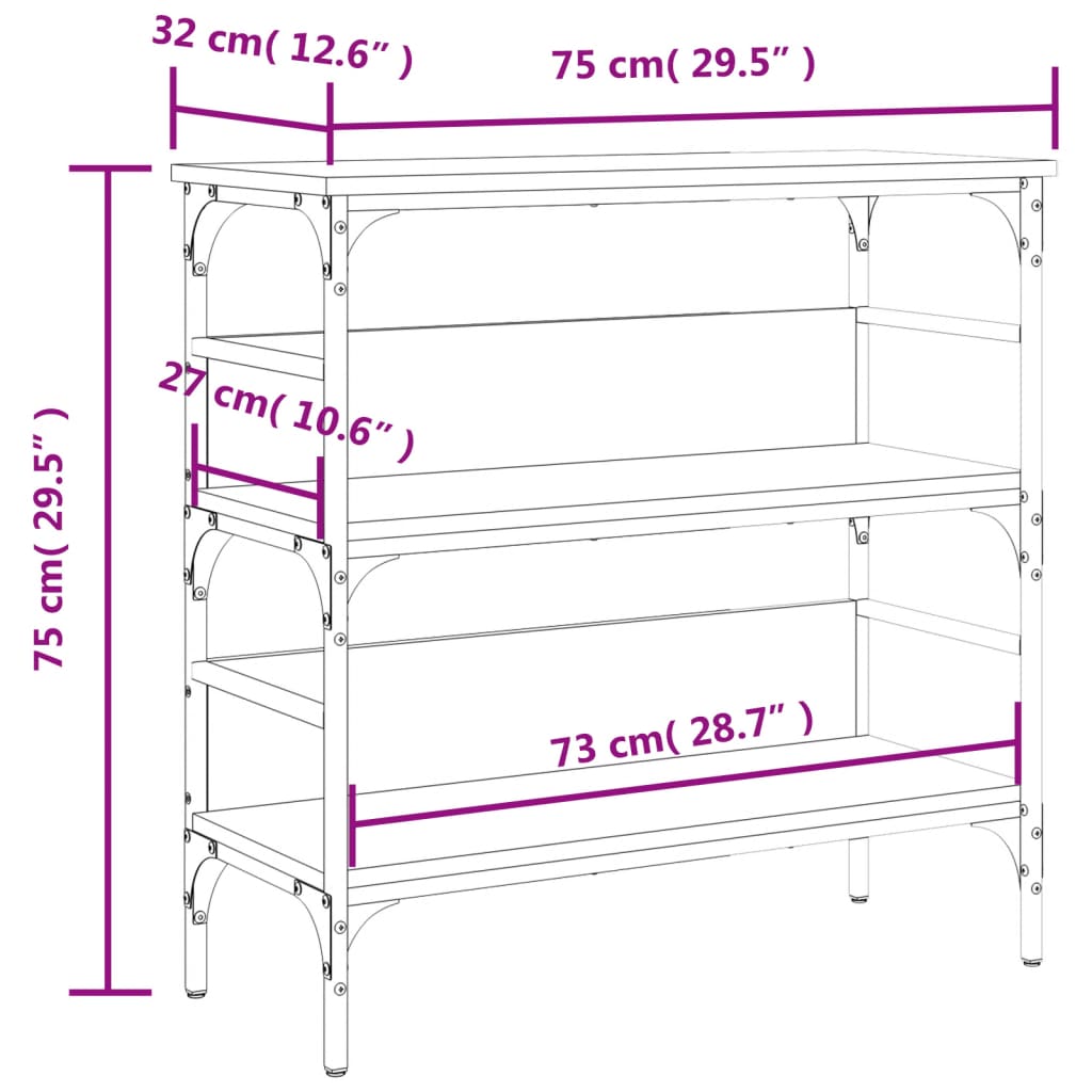 Console Table Black 75x32x75 cm Engineered Wood