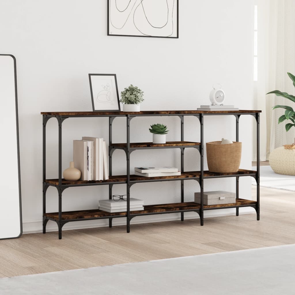 Console Table Smoked Oak 160x29x80 cm Engineered Wood