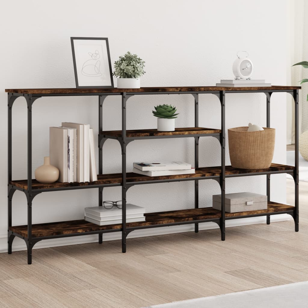 Console Table Smoked Oak 160x29x80 cm Engineered Wood