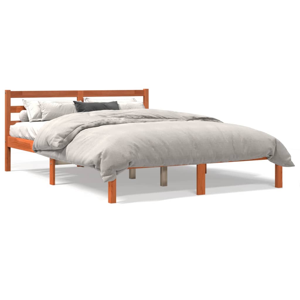 Bed Frame without Mattress Wax Brown 120x190 cm Small Double Solid Wood Pine