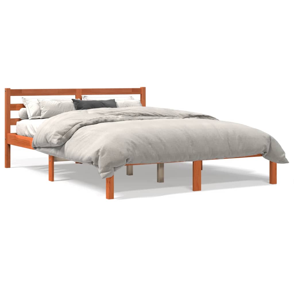 Modern Wooden Double Size 135cm Bed Frame Base With Headboard
