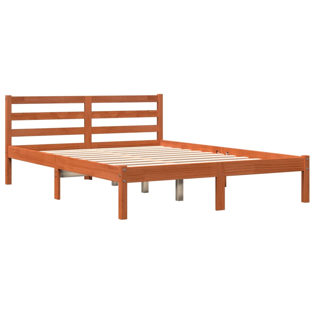 Modern Wooden Double Size 135cm Bed Frame Base With Headboard