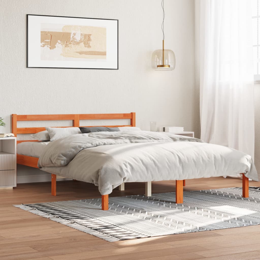 Modern Wooden Double Size 135cm Bed Frame Base With Headboard