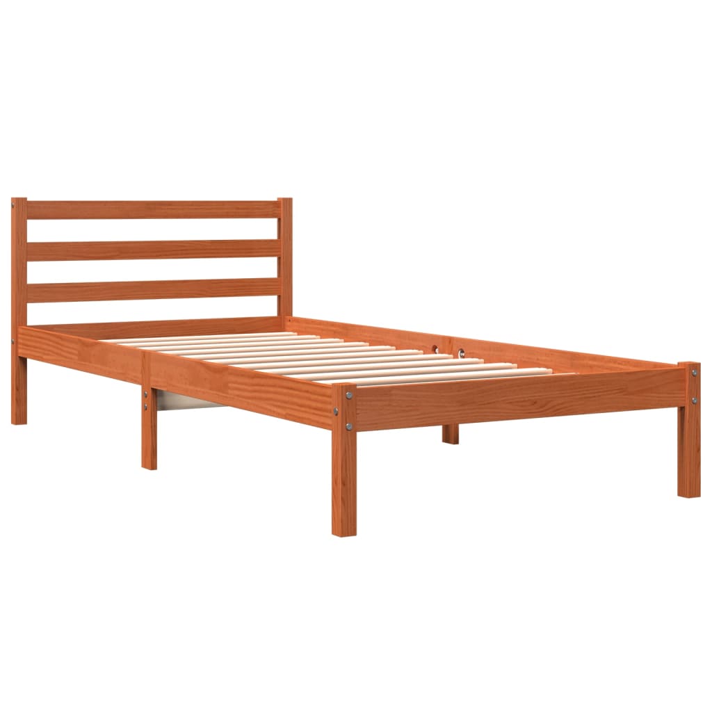 Bed Frame without Mattress Wax Brown 100x200 cm Solid Wood Pine