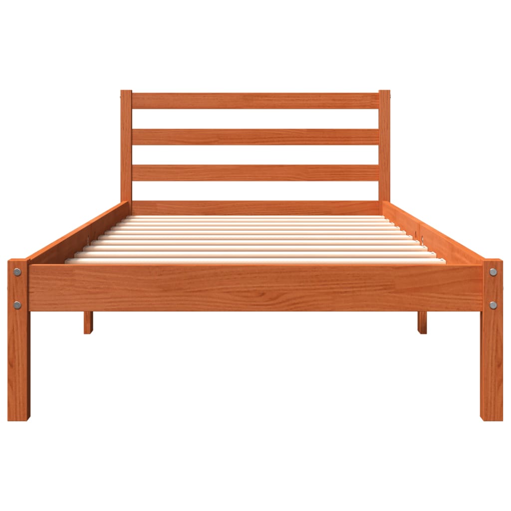 Bed Frame without Mattress Wax Brown 100x200 cm Solid Wood Pine