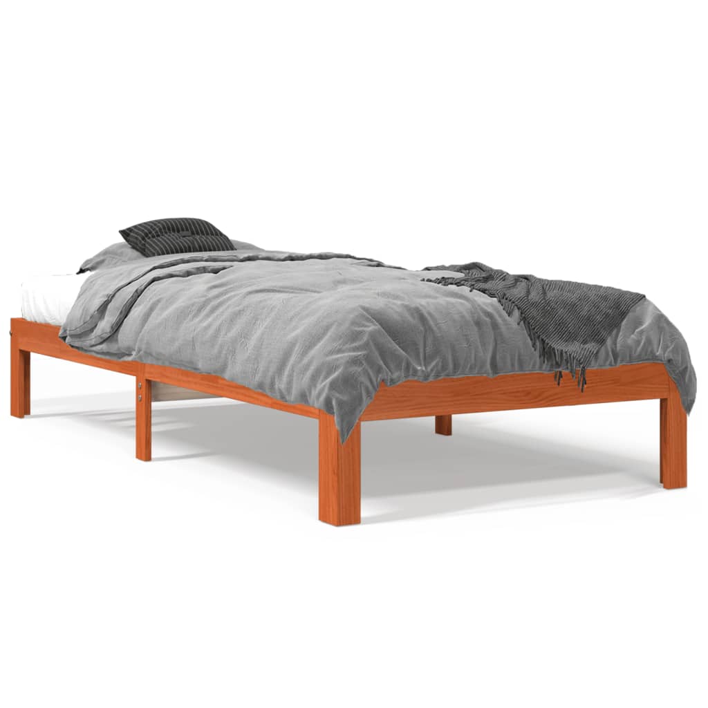 Bed Frame without Mattress Wax Brown 75x190 cm Small Single Solid Wood Pine