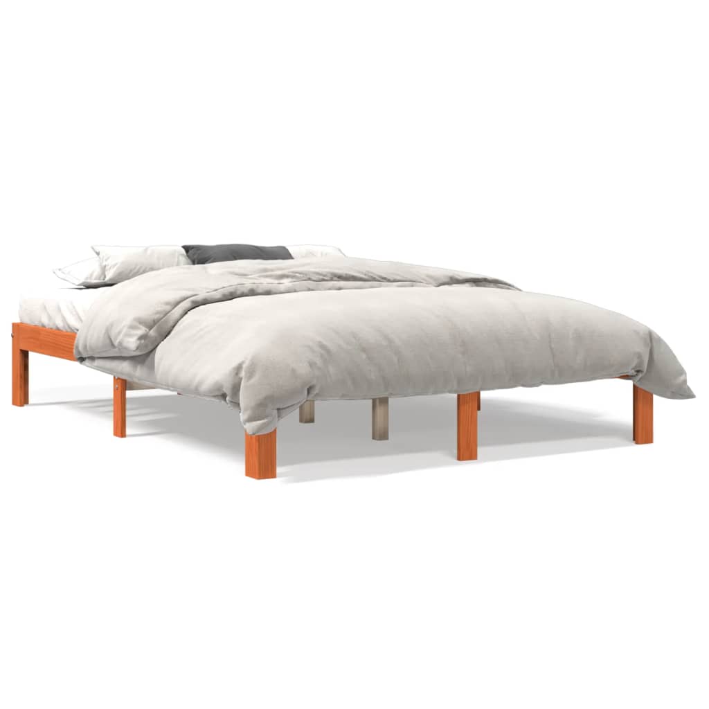 Bed Frame without Mattress Wax Brown 120x190 cm Small Double Solid Wood Pine