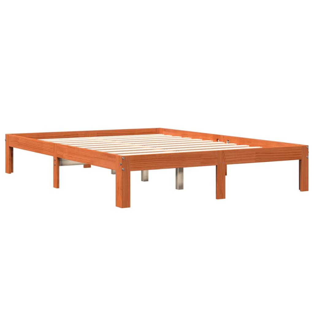 Bed Frame without Mattress Wax Brown 120x190 cm Small Double Solid Wood Pine