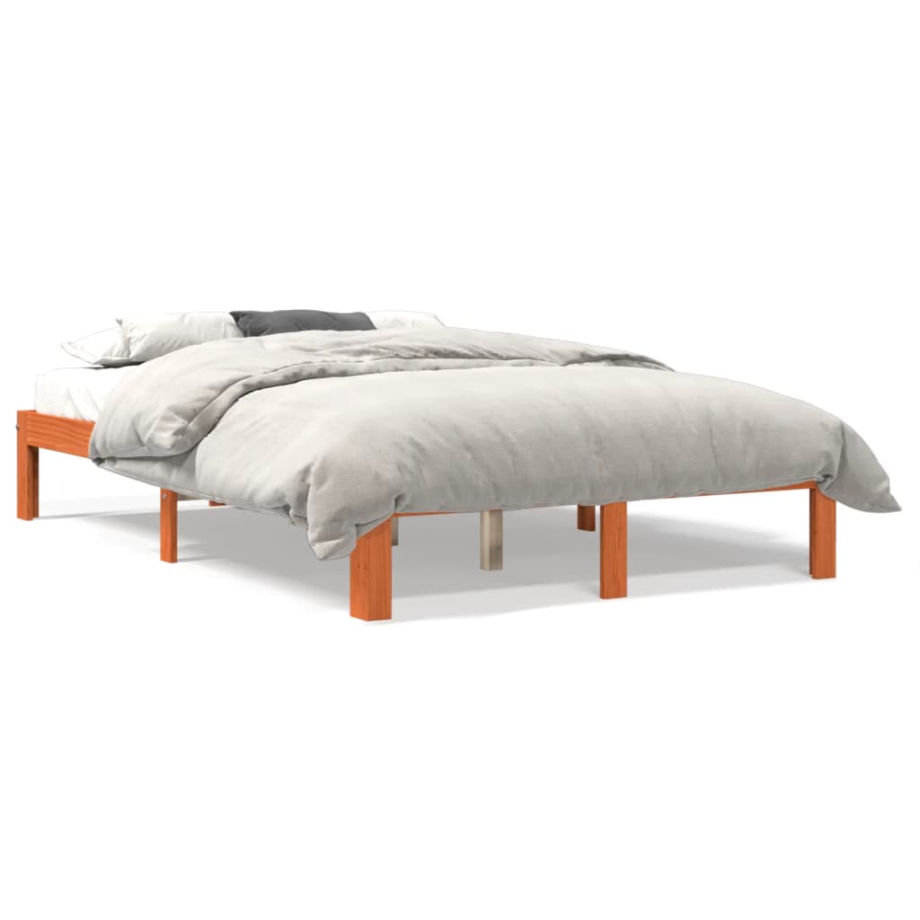 Bed Frame without Mattress Wax Brown 140x200 cm Solid Wood Pine