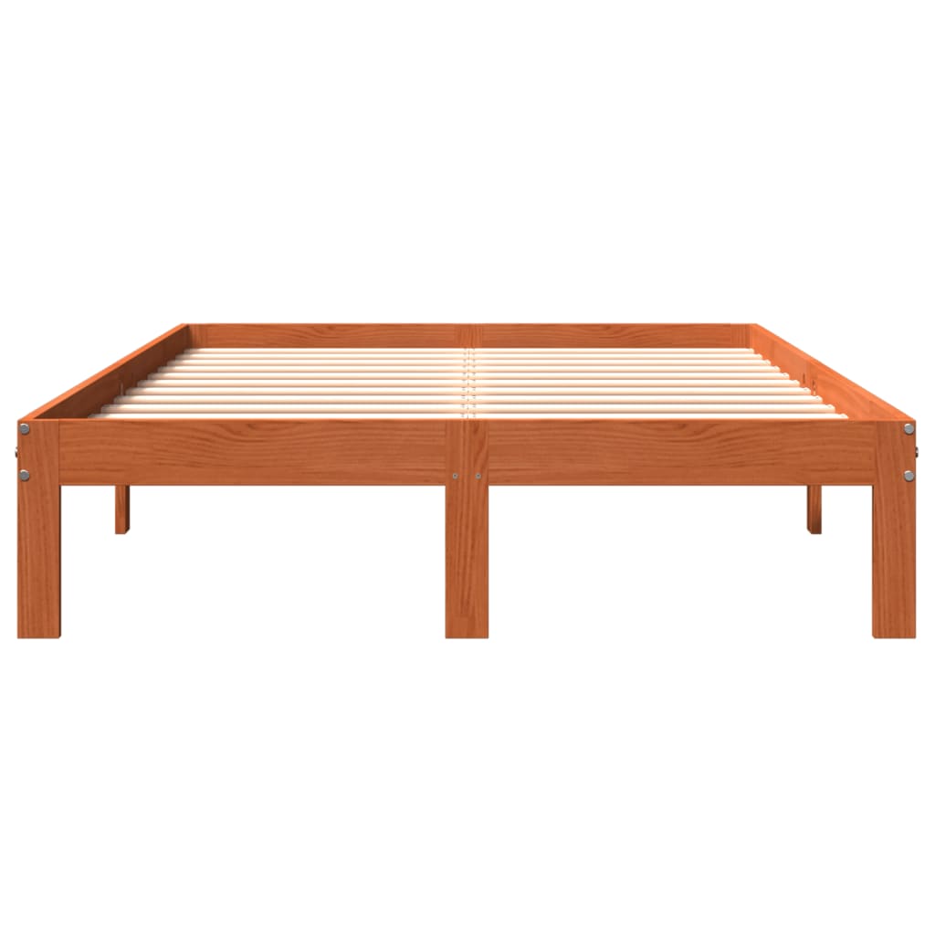 Bed Frame without Mattress Wax Brown 140x200 cm Solid Wood Pine