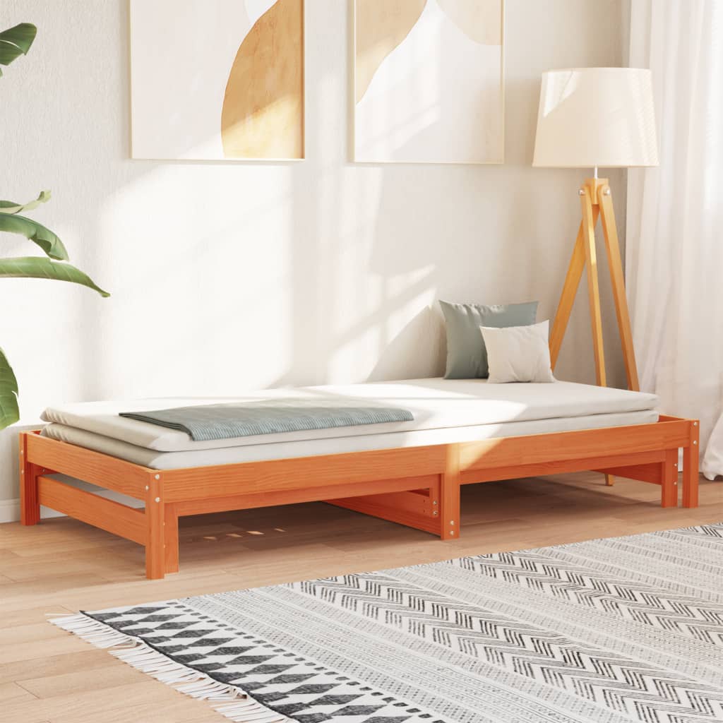 Day Bed with Trundle without Mattress Wax Brown 80x200 cm