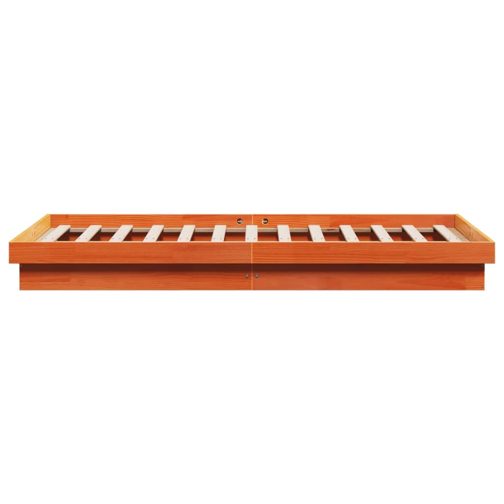 LED Bed Frame without Mattress Wax Brown 200x200 cm Solid Wood