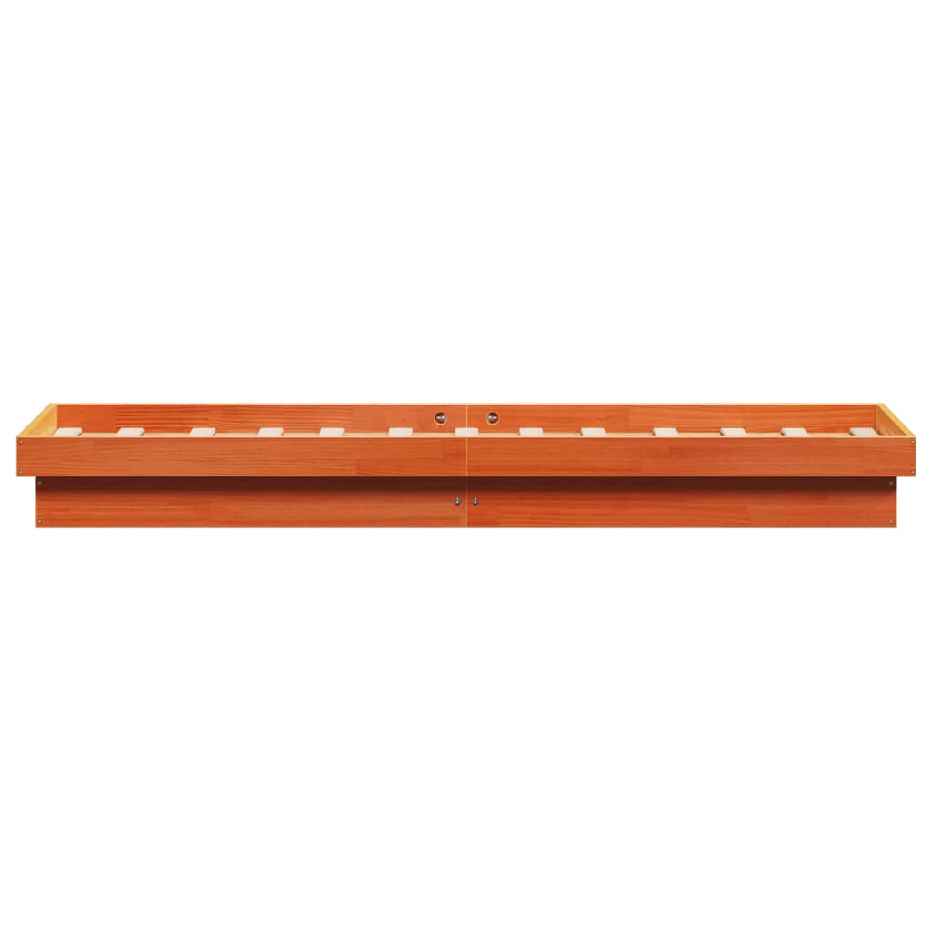 LED Bed Frame without Mattress Wax Brown 90x190 cm Single Solid Wood