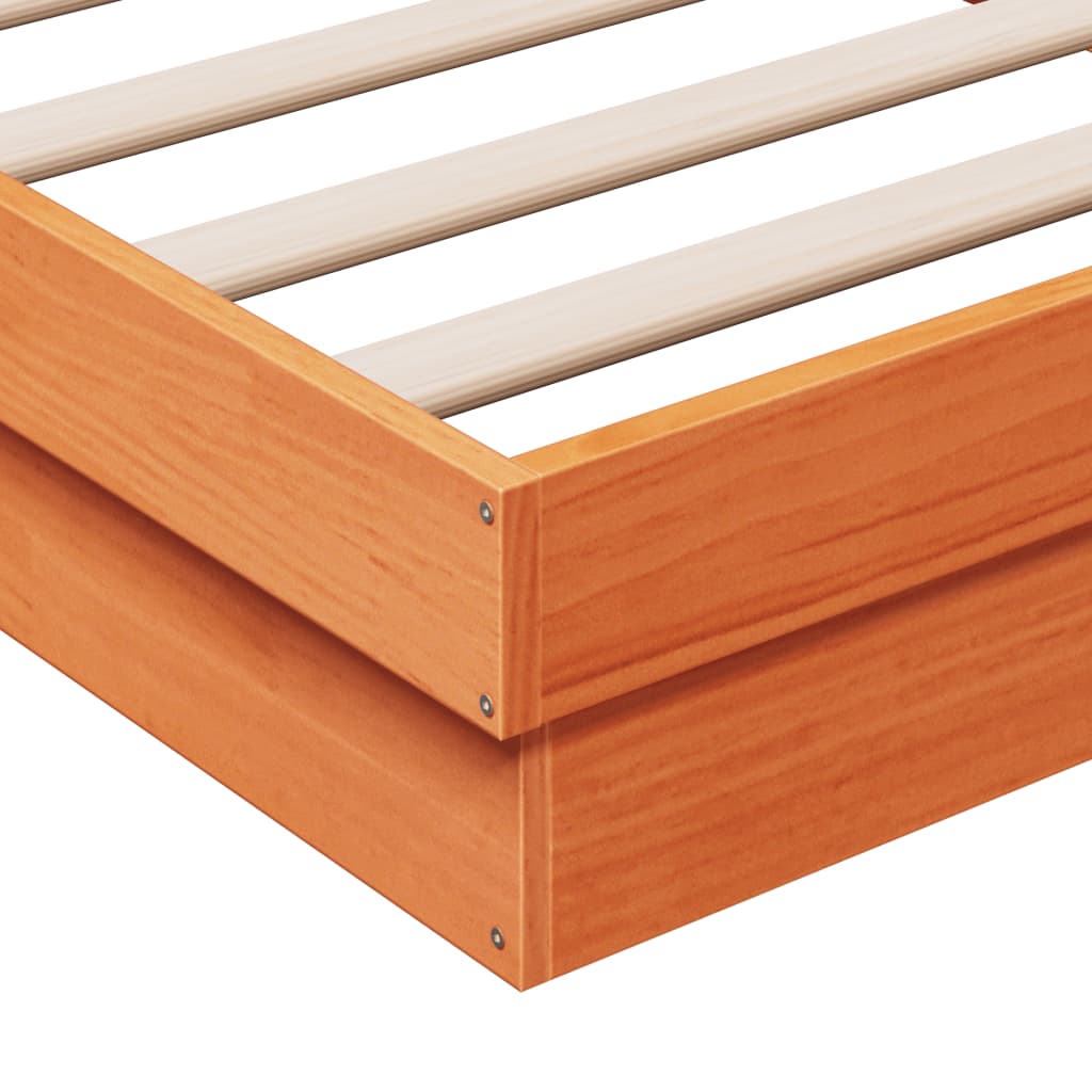 LED Bed Frame without Mattress Wax Brown 90x190 cm Single Solid Wood
