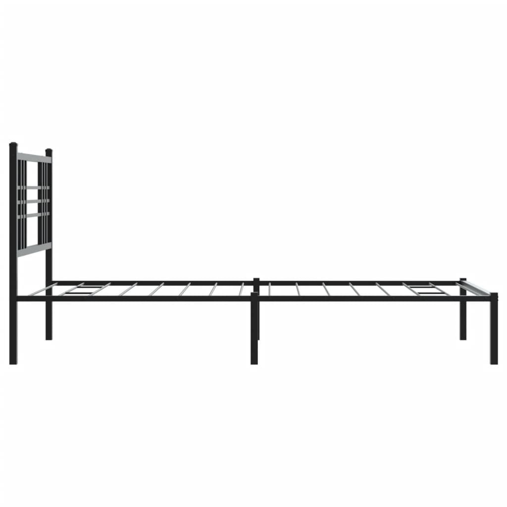 Metal Bed Frame without Mattress with Headboard Black 100x200cm