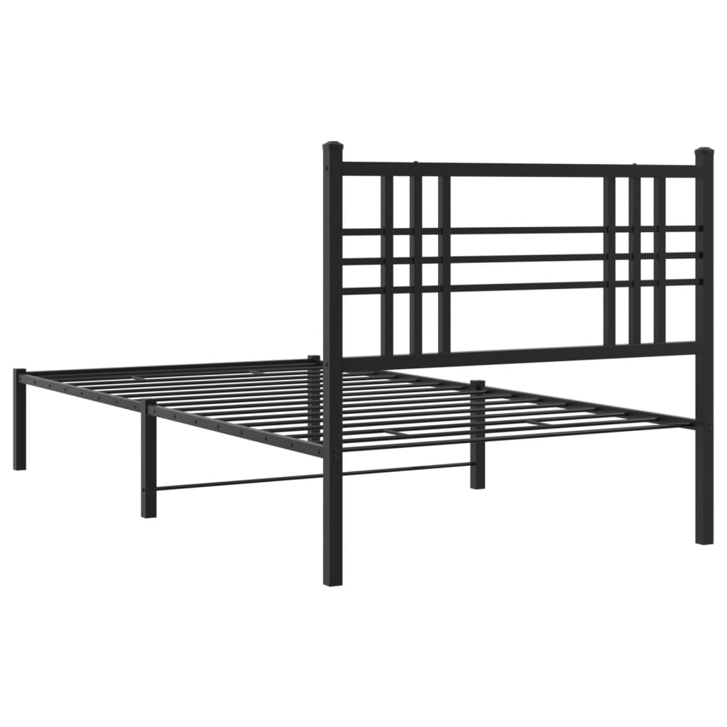 Metal Bed Frame without Mattress with Headboard Black 100x200cm