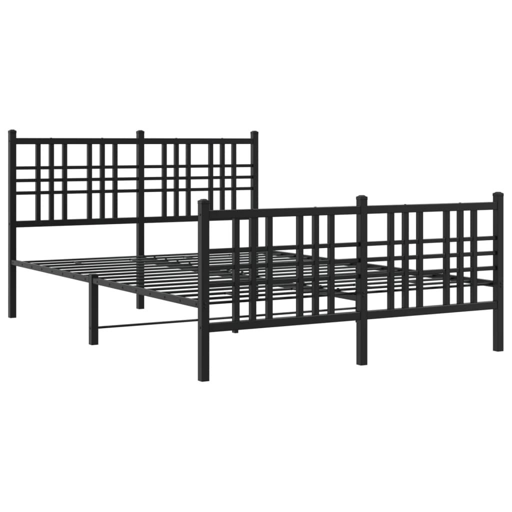 Metal Bed Frame without Mattress with Footboard Black 140x200cm