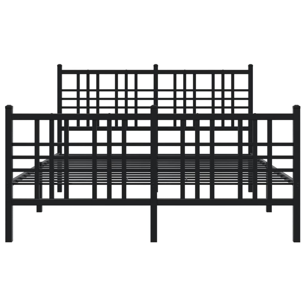 Metal Bed Frame without Mattress with Footboard Black 140x200cm