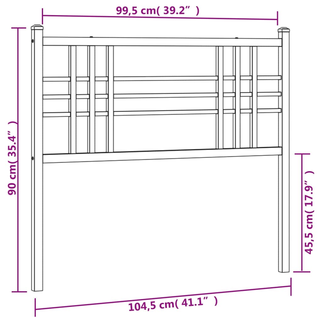 Metal Headboard Black 100cm