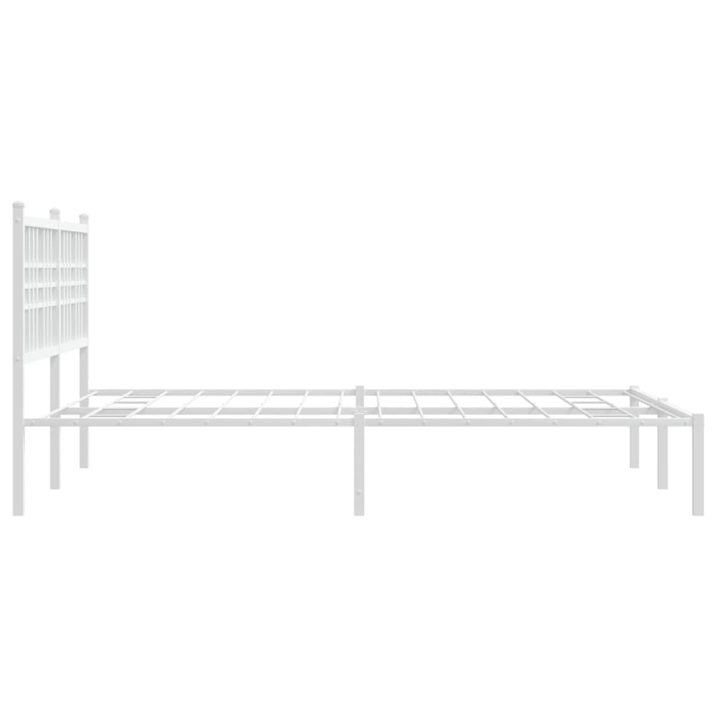 Metal Bed Frame without Mattress with Headboard White 120x190cm