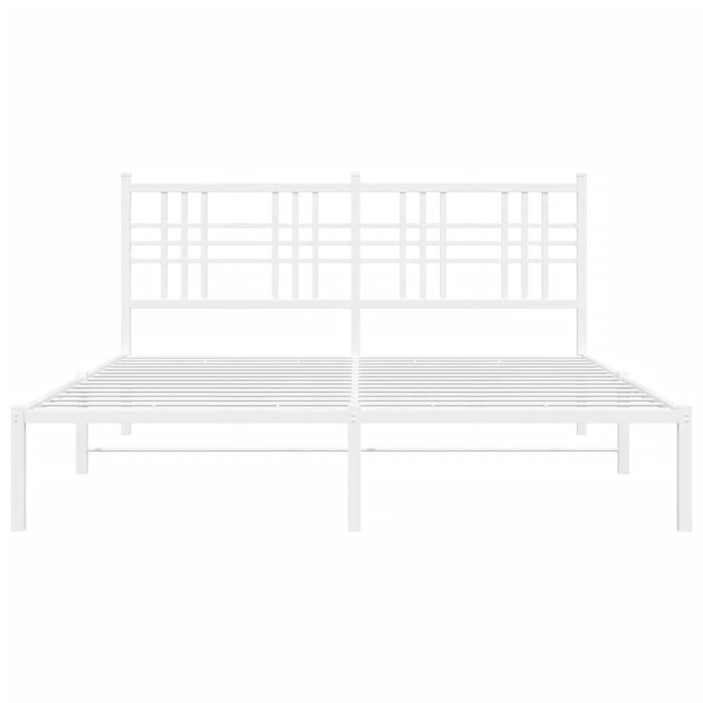 Metal Bed Frame without Mattress with Headboard White 150x200cm