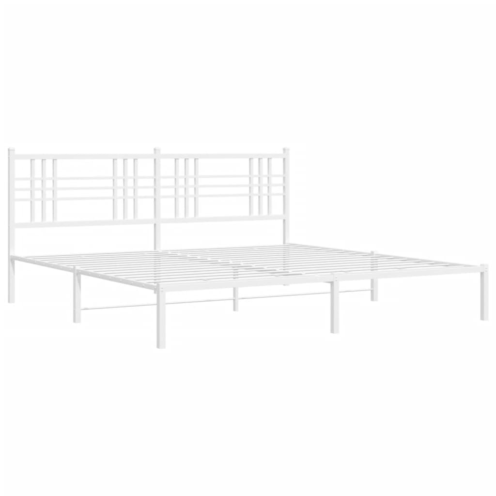 Metal Bed Frame without Mattress with Headboard White 180x200cm