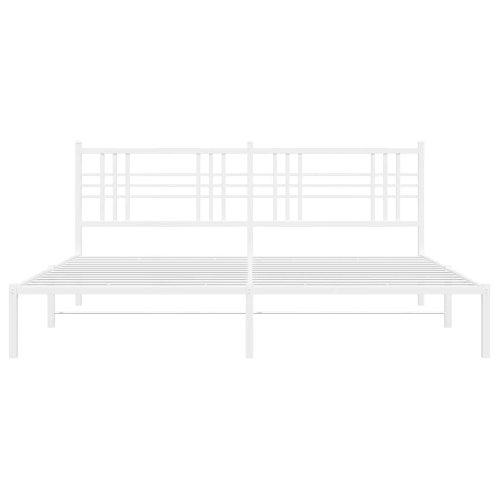 Metal Bed Frame without Mattress with Headboard White 180x200cm