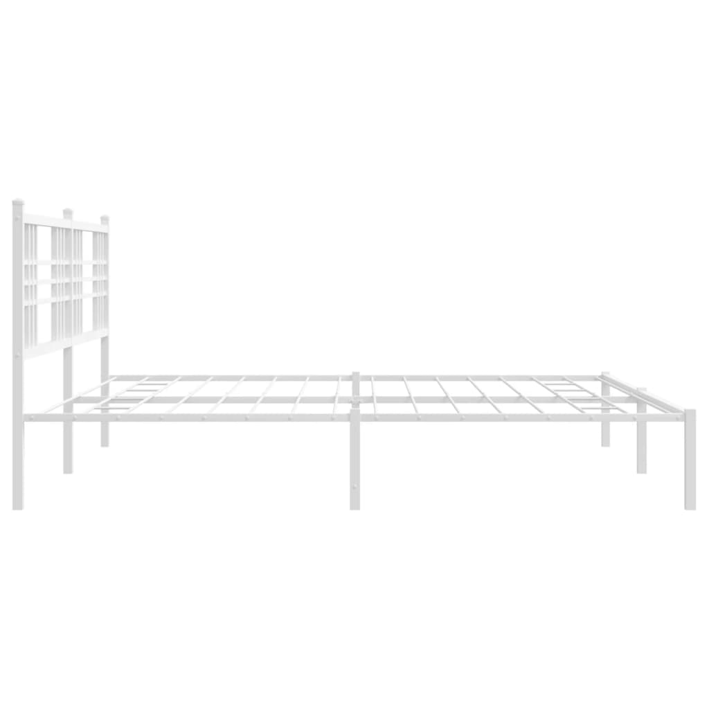 Metal Bed Frame without Mattress with Headboard White 180x200cm