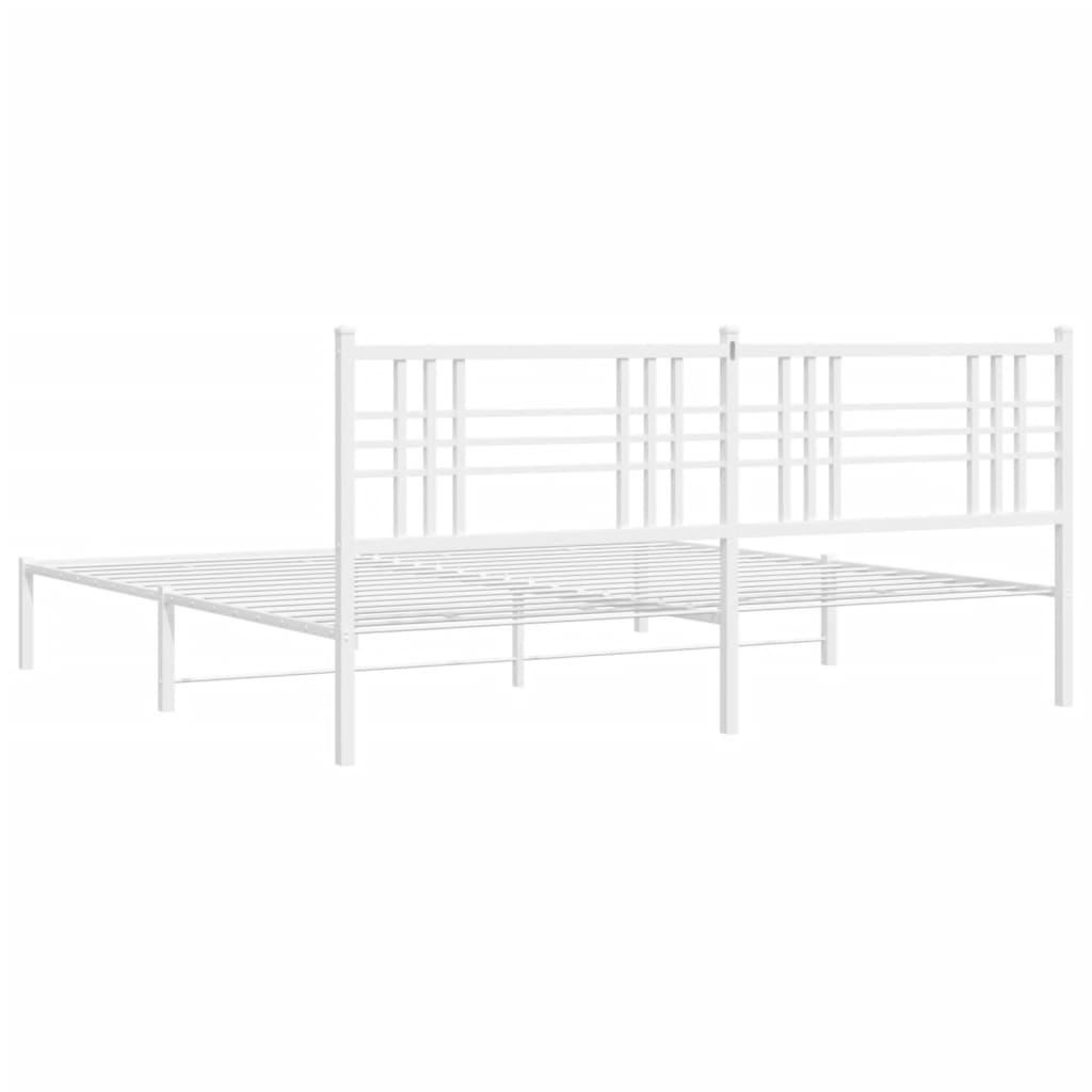 Metal Bed Frame without Mattress with Headboard White 180x200cm