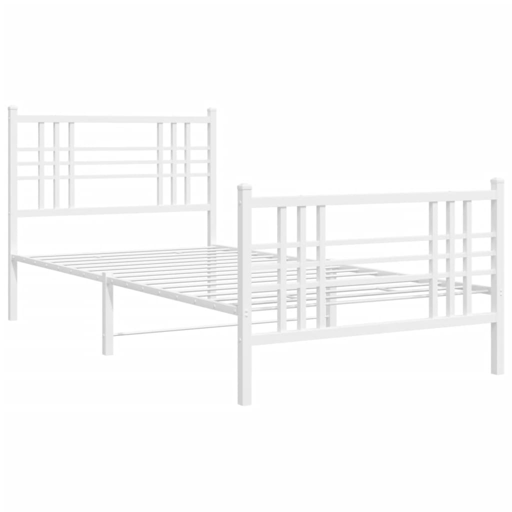 Metal Bed Frame without Mattress with Footboard White 100x200cm