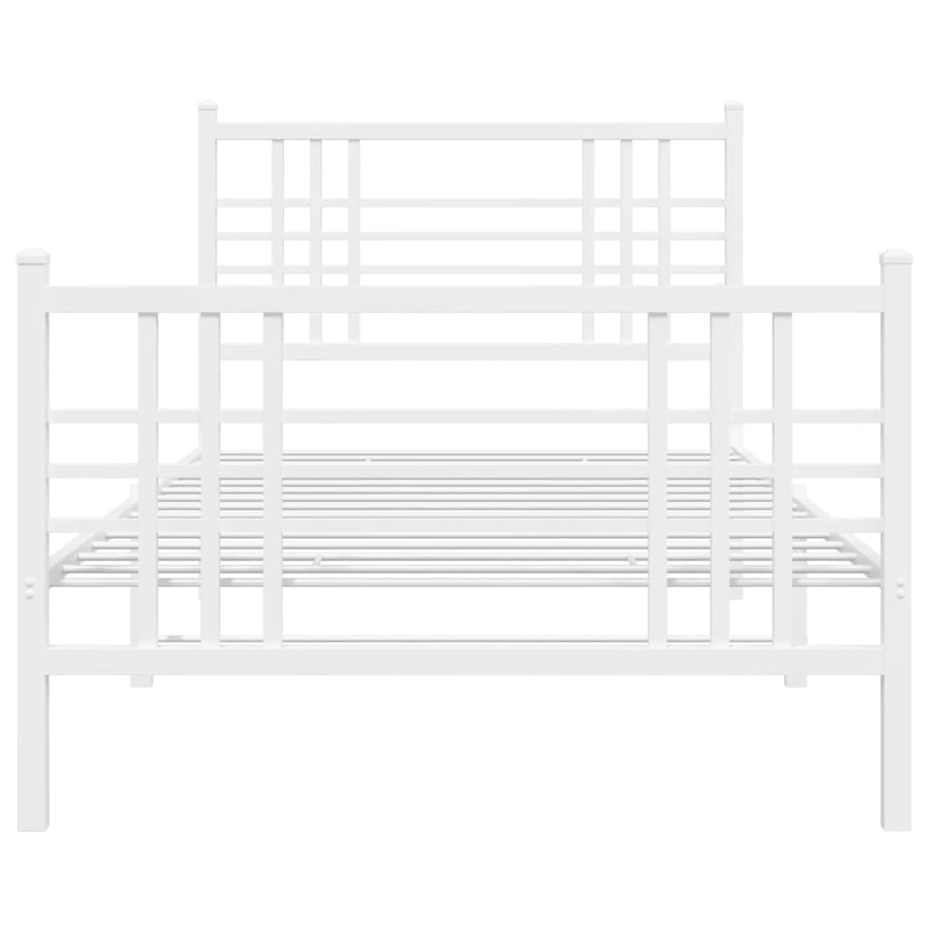 Metal Bed Frame without Mattress with Footboard White 100x200cm