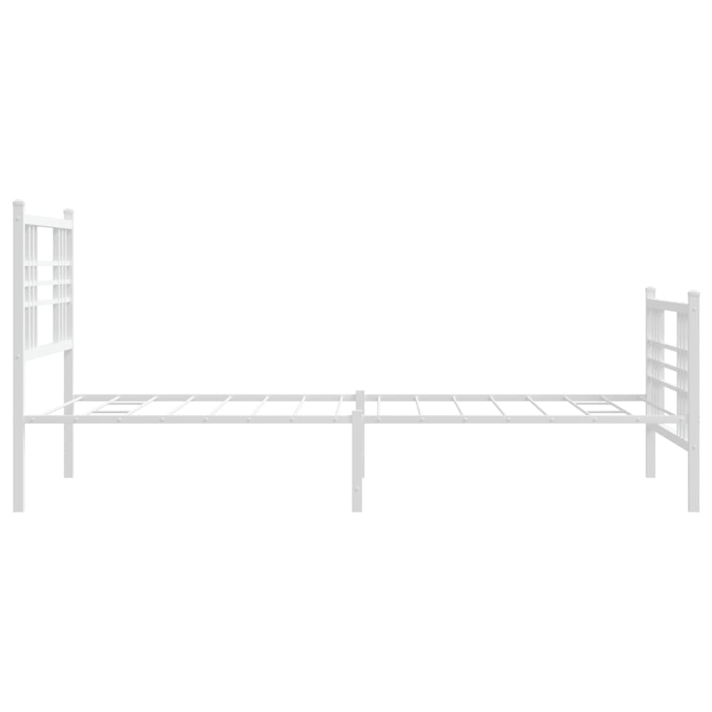 Metal Bed Frame without Mattress with Footboard White 100x200cm