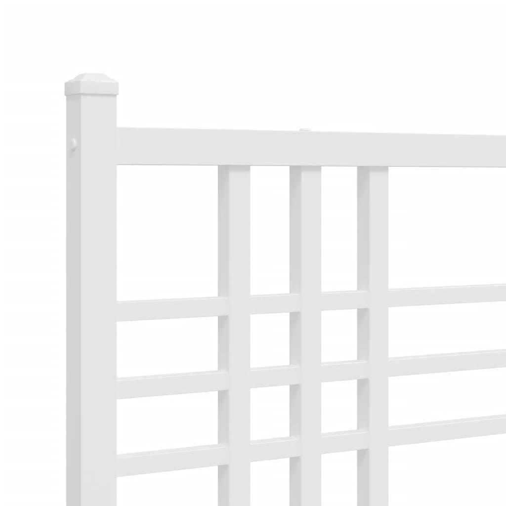 Metal Bed Frame without Mattress with Footboard White 107x203cm