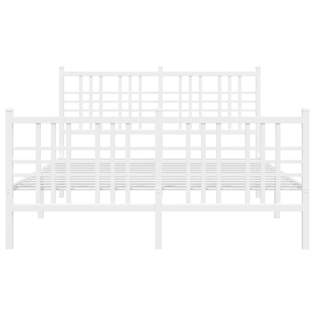 Metal Bed Frame without Mattress with Footboard White 120x190cm