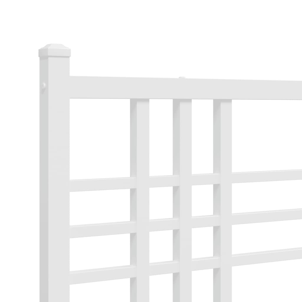 Metal Bed Frame without Mattress with Footboard White 183x213cm