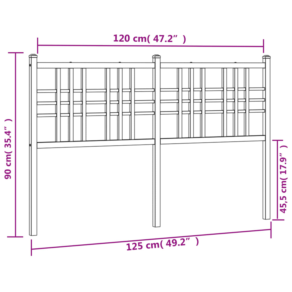 Metal Headboard White 120cm