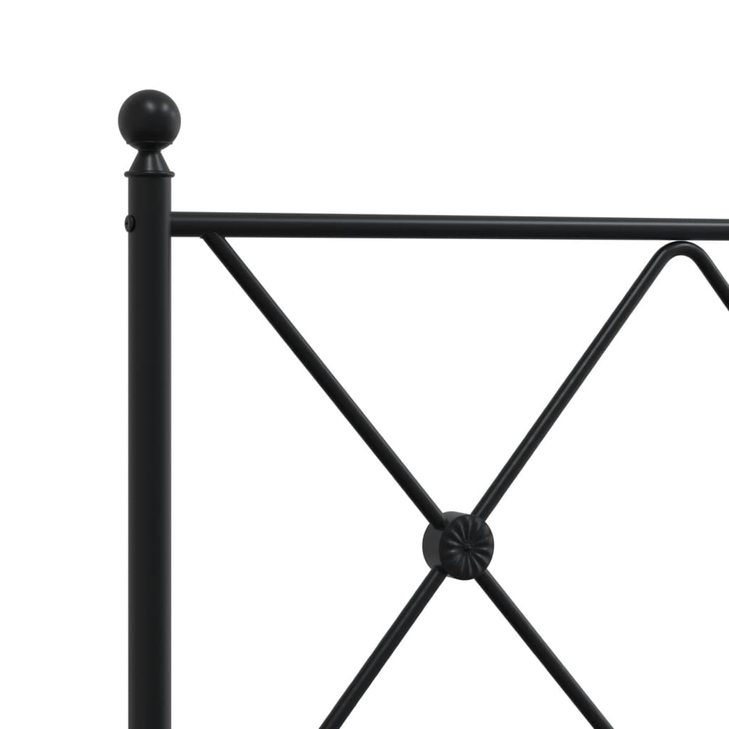 Metal Bed Frame without Mattress with Headboard Black 80x200cm
