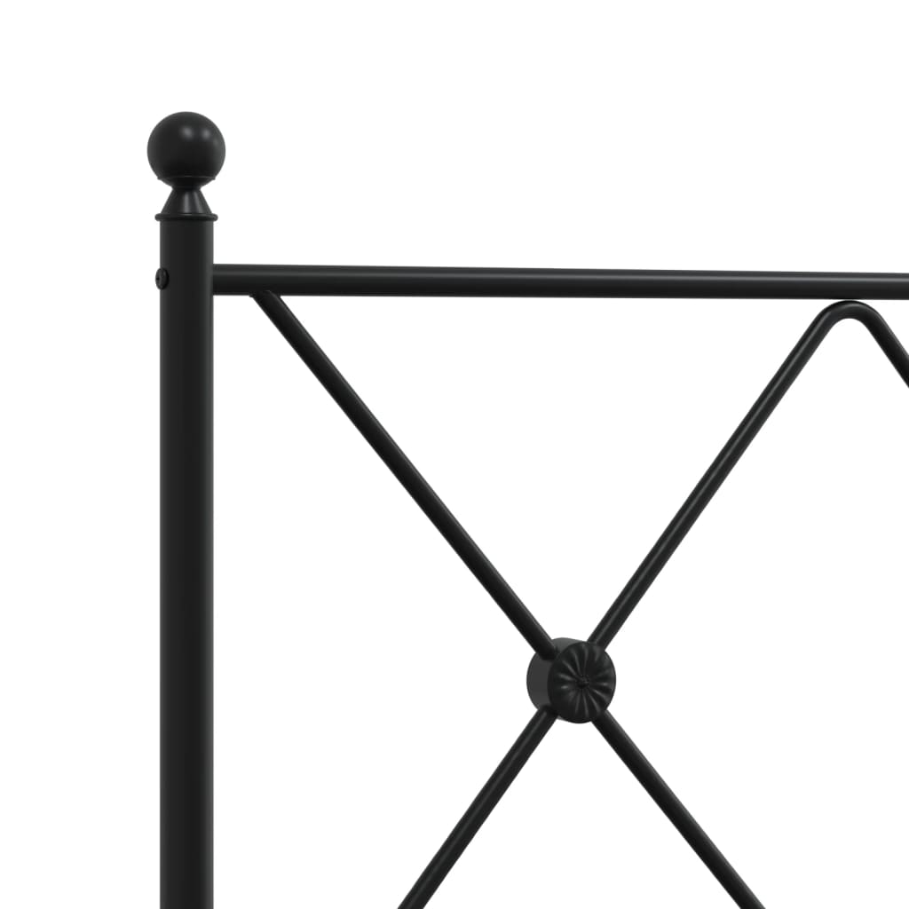 Metal Bed Frame without Mattress with Headboard Black 100x190cm