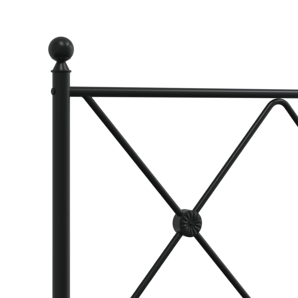 Metal Bed Frame without Mattress with Headboard Black 107x203cm