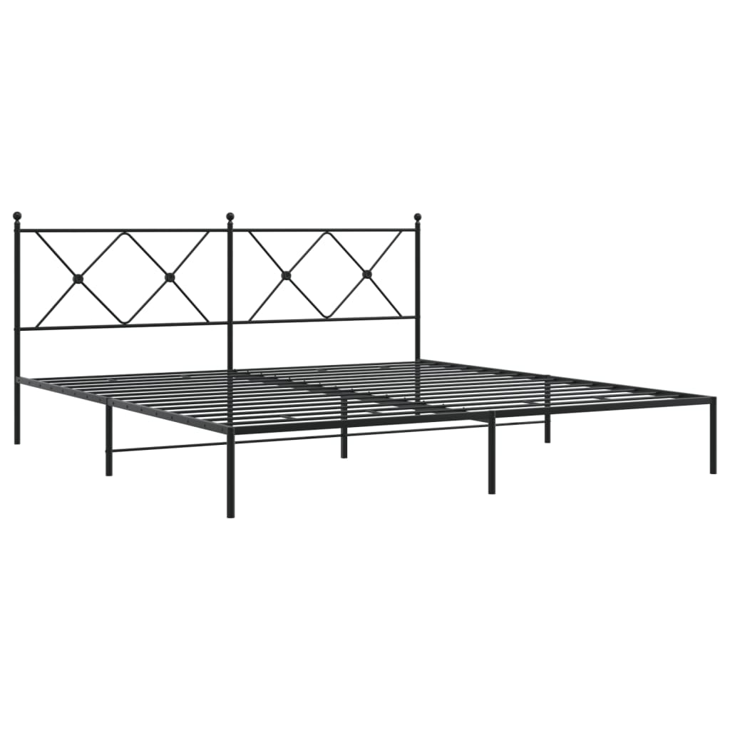 Metal Bed Frame without Mattress with Headboard Black 180x200cm