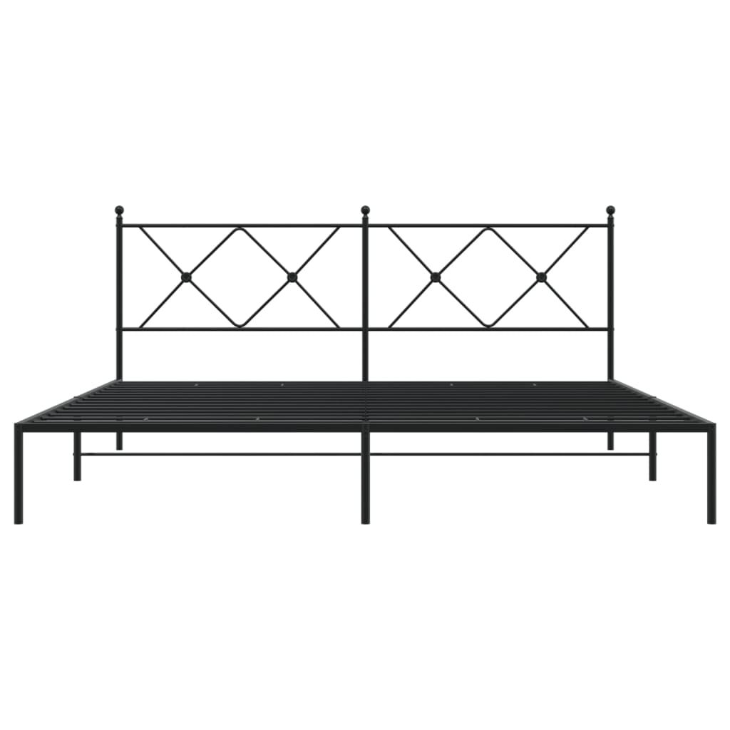 Metal Bed Frame without Mattress with Headboard Black 180x200cm