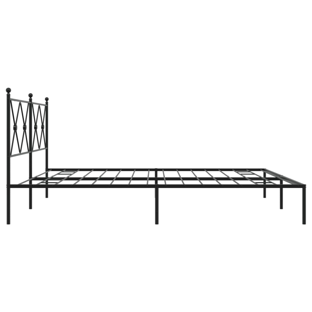 Metal Bed Frame without Mattress with Headboard Black 180x200cm